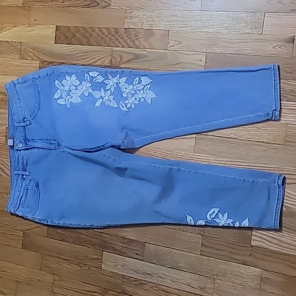 Martha Stewart Flower Embroidered Skinny Jean - 16P